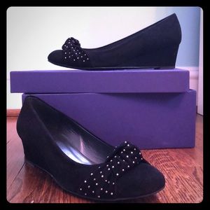 Stuart Weitzman Black Suede Wedges
